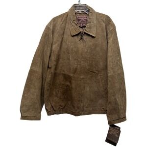 American Classics Mens Size XL Colebrook Brown Leather Full Zip Bomber Jacket